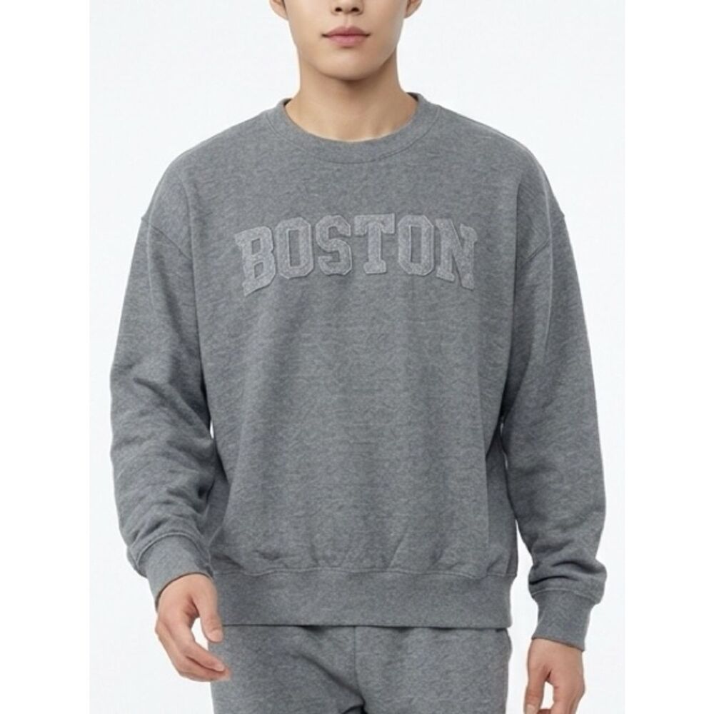 NEW YORK POPULAR | Gray Crewneck Boston Sweatshirt Unisex Size X-Large